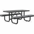 Global Industrial 6ft Rectangular Picnic Table w/ Seat Cushions, Expanded Metal, Black 277152BKS